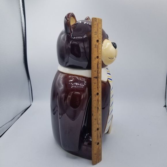 Bear Cookie Jar by M. Kamenstein Portugal Yogi Bear with Tie Grown Up Teddy - Picture 3 of 13